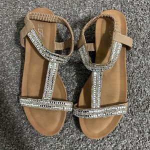 Elegant Tan and Silver Women's Sandals